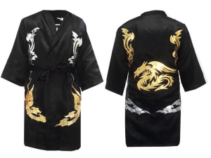 Custom Muay Thai Robe / Fight Robe : Black Dragon